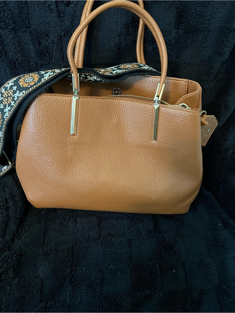 Tan Leather Top-Handle Satchel - Women's Shoulder Bag